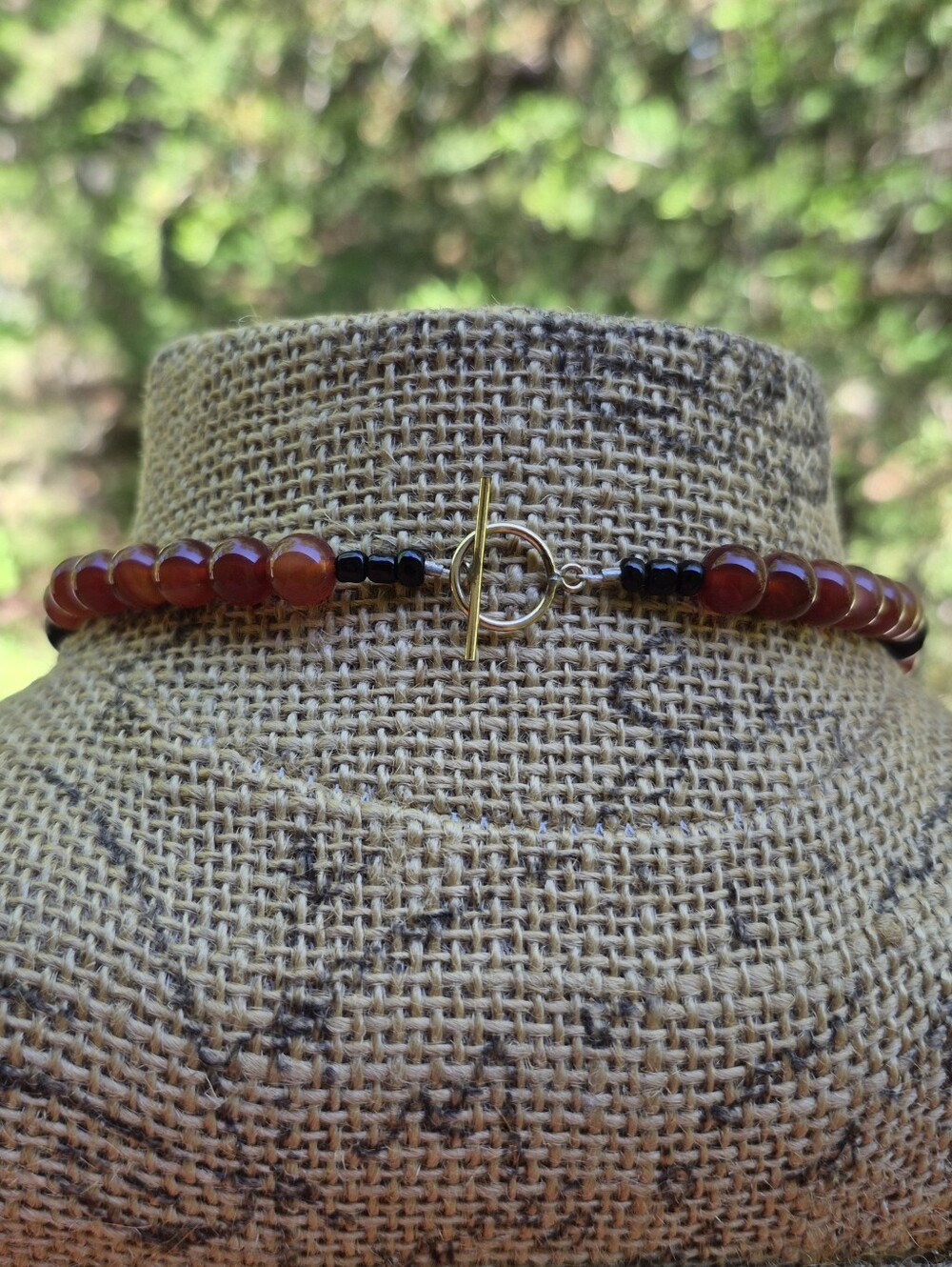 Artisan Wire Wrapped Picasso Jasper Carnelian Art Glass Beaded Necklace 20" - Picture 5 of 9
